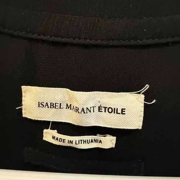 Isabel Marant Etoile Black Pleated Long Sleeve Dress Size 6 Designer Chic - Picture 8 of 8